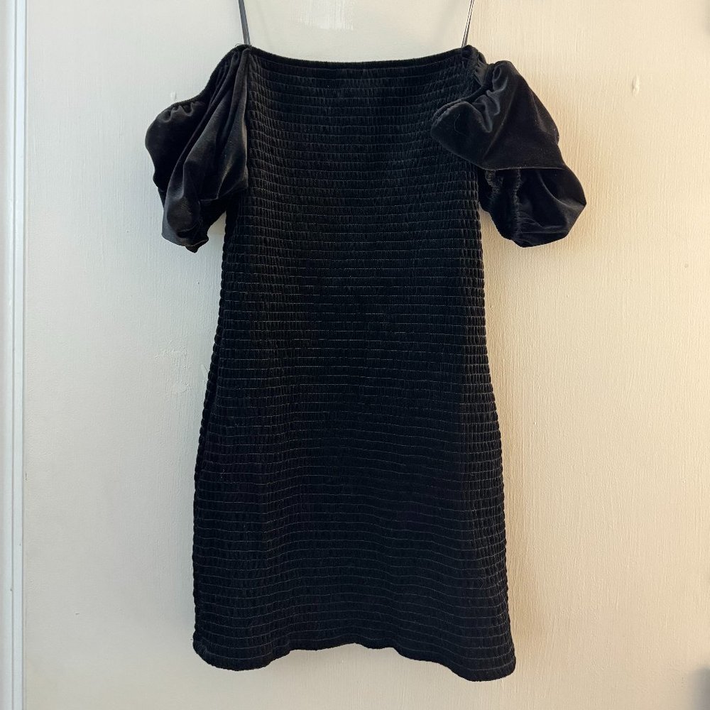 NWT Mango Black Velvet Mini Dress | Size S | Off the Shoulder | Party | Cocktail
